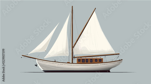 Illustration of a sailing yacht. Sailboat.