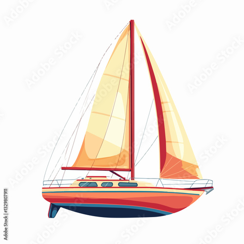 Illustration of a sailing yacht. Sailboat.