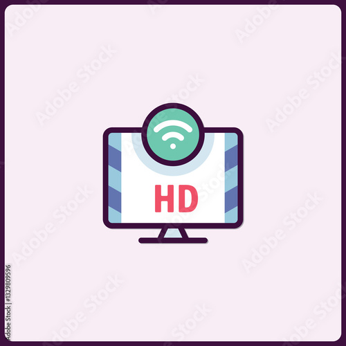 Wallpaper Mural Simple High Definition Television Icon with Wireless Connectivity Symbol Vector Torontodigital.ca
