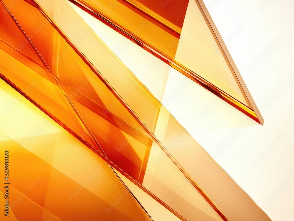 Fototapeta premium Abstract image of overlapping amber glass shards creating a dynamic, energetic design.