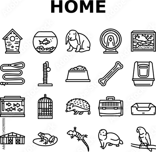 multi species home icons set vector