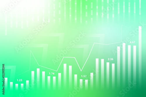 Green Stock Market Background with Trading Graph And Light. Finance Banner. Wallpaper. Vector Illustration