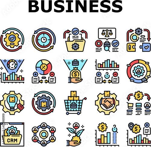 business process efficiency icons set vector