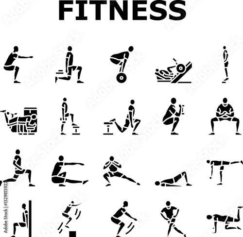 fitness exercises leg icons set vector