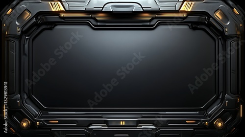 Fototapeta Naklejka Na Ścianę i Meble -  Futuristic Black Gold Panel Display Interface Design