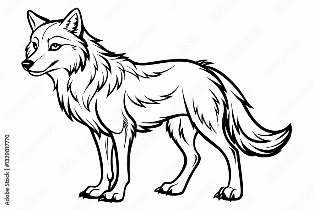 Fototapeta premium coloring page line art the wolf vector