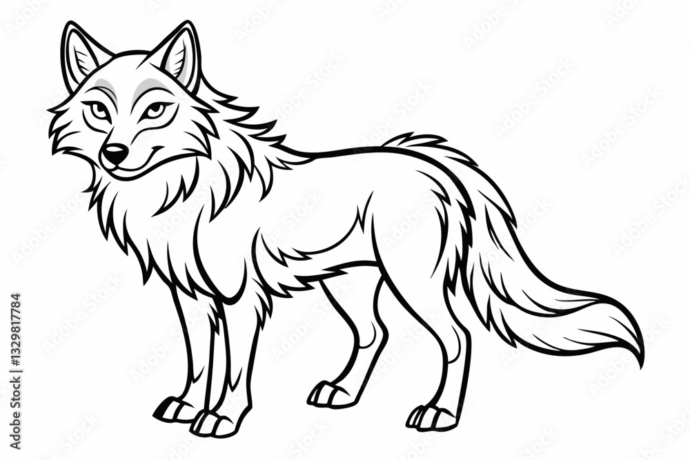 Fototapeta premium coloring page line art the wolf vector