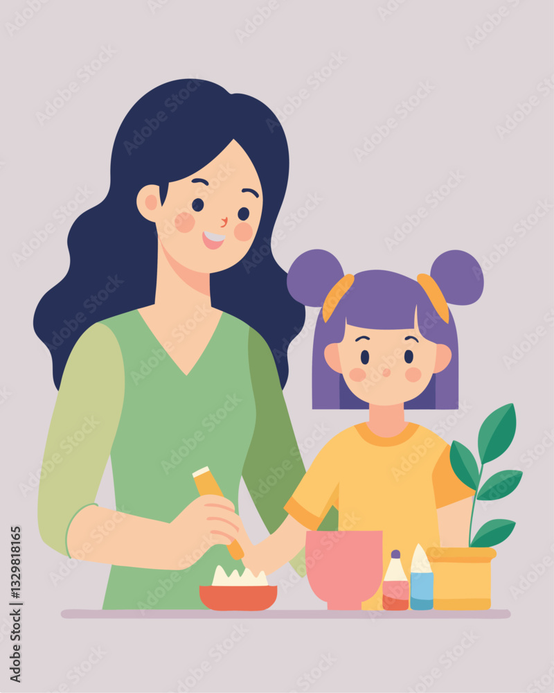 Mother's Day DIY: Mom & Daughter Craft Fun Art Love Flat Girl Cute Mother's Day DIY: Mom & Daughter Craft Fun Art Love Flat Girl Cute