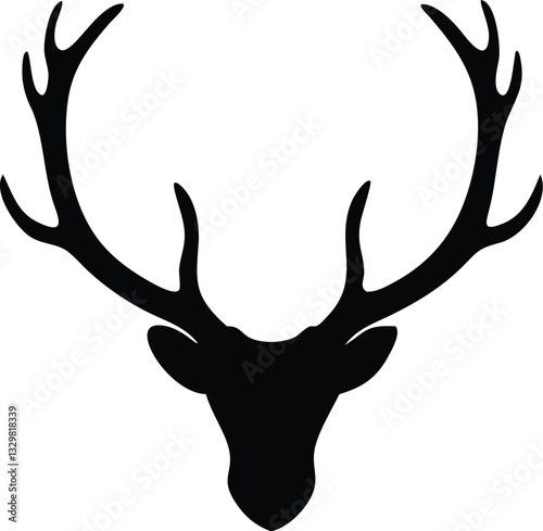  create a Deer antlers silhouette vector icon desing with a white background