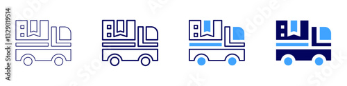 Furniture delivery​ icon in 4 different styles. Thin Line, Line, Bold Line, Duotone. Duotone style. Editable stroke