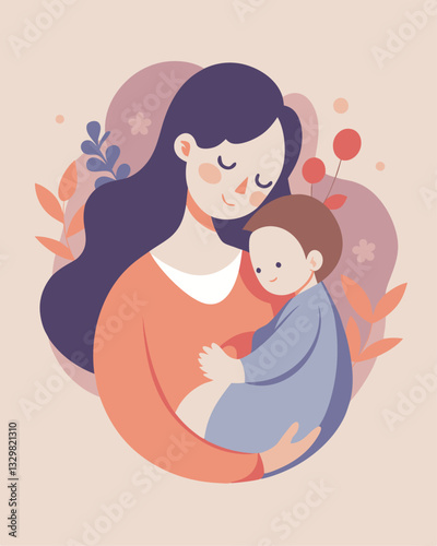 Tender Lullaby: A Mother's Gentle Love art baby care calm bond cute   