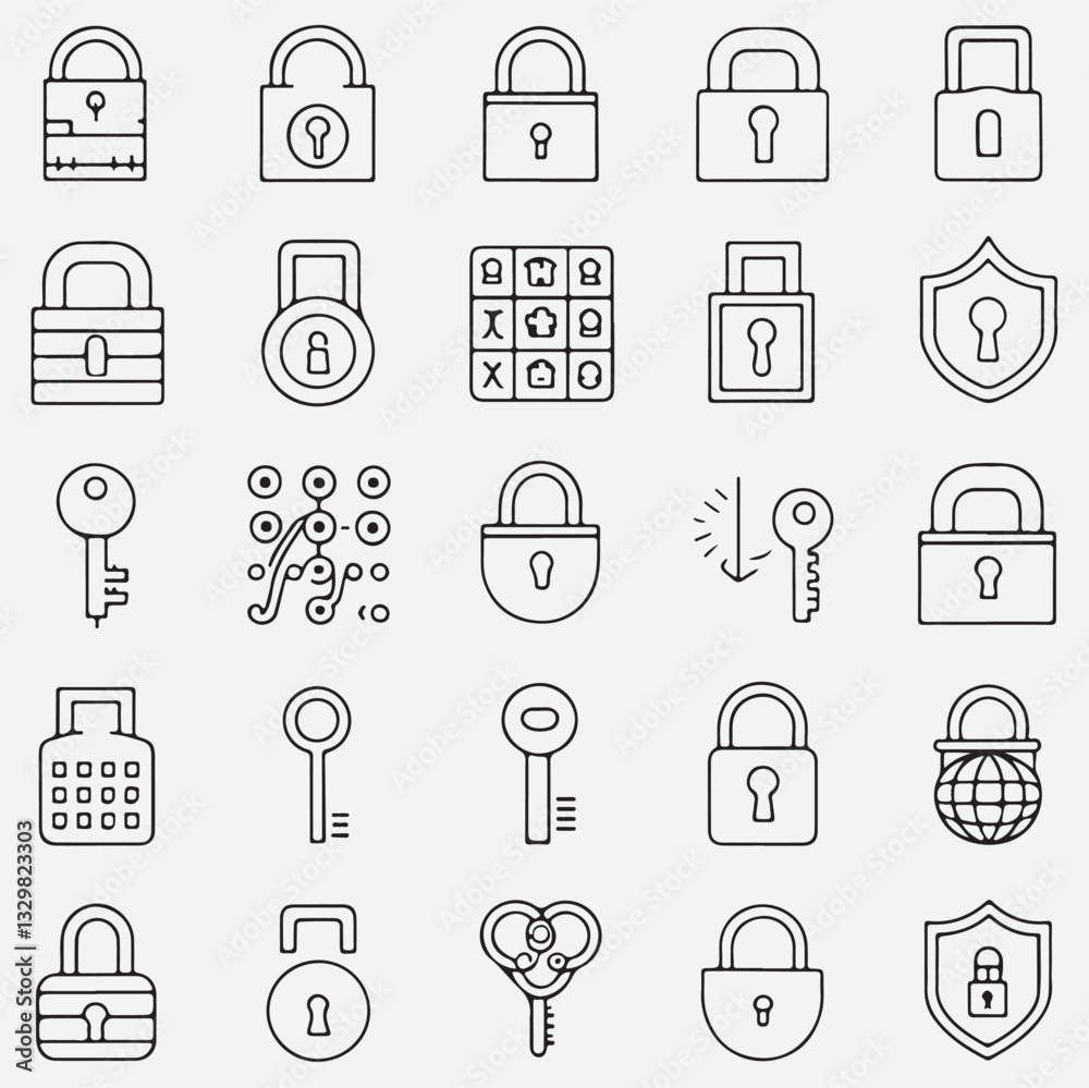 Lock Icons and Symbols vector Lock Icons and Symbols vector