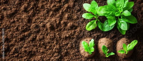 Vibrant green plant growing strongly in nutrient-rich soil symbolizing health and vitality in agricultural practices