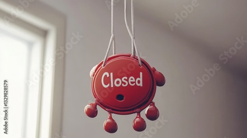 3D Rendering of a Closed Sign Icon with Summer Vibes, Symbolizing Vacation Break, Summer Holidays, and Business Closure for Seasonal Breaks.