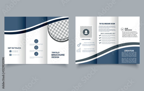 Professional Corporate Trifold Brochure Template Business Flyer Layout Modern Company Brochure Design. Editable image.