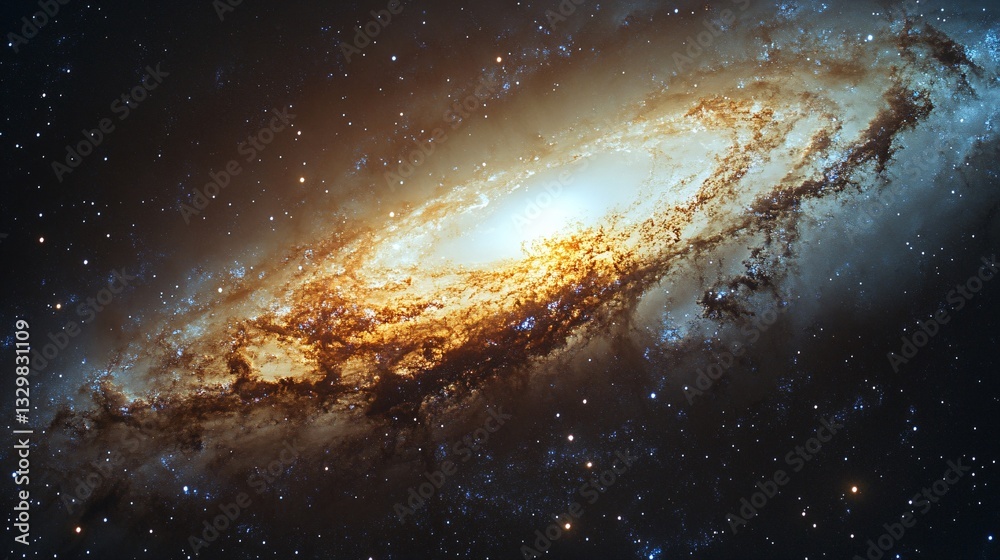 Fototapeta premium Stunning Colored Galaxy in Deep Space: Galactic Beauty Captured