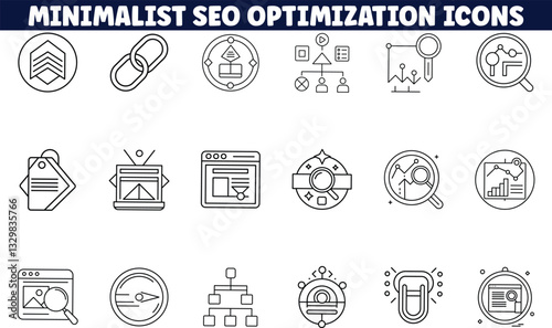 Minimalist SEO Optimization Icons Website Ranking, Digital Marketing