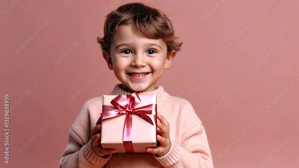 Junges Mädchen hält ein Geschenk freudig in den Händen