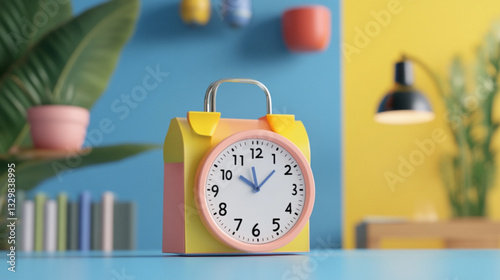 alarm clock and books