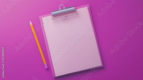 pink clipboard with blank paper