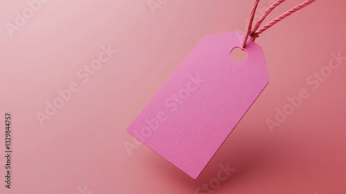 pink paper tag on white background