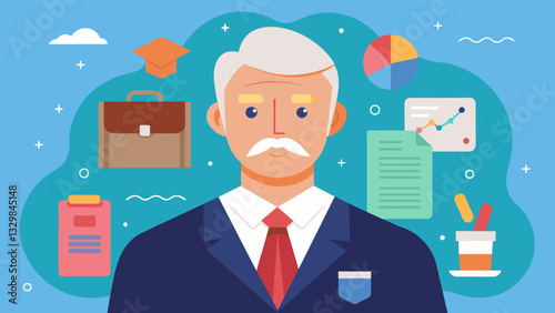 A seasoned professional attends a workshop on entrepreneurship determined to use their new knowledge to start their own business in retirement.. Vector illustration