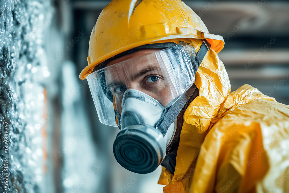 Close Up of a Worker With Protective Gear In Industrial Environment Close Up of a Worker With Protective Gear In Industrial Environment