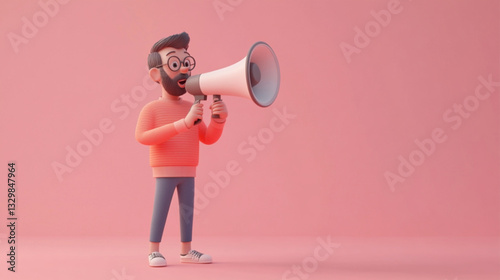 young man with megaphone