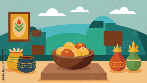 The exhibit highlights the important role that potatoes have played in Andean cuisine and culture for centuries.. Vector illustration