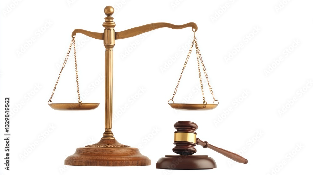 Golden scales of justice and gavel on white background. (1) Golden scales of justice and gavel on white background. (1)
