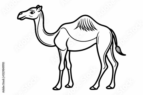 coloring page line art the camel black vector