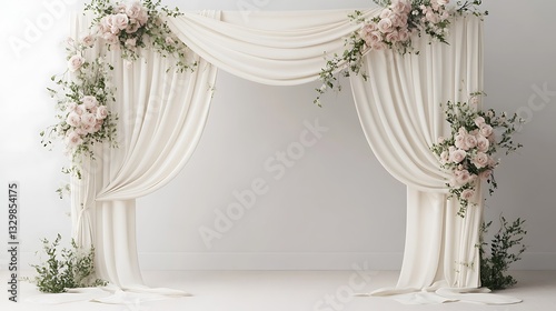 Elegant floral draped backdrop with blooming flowers for special occasions