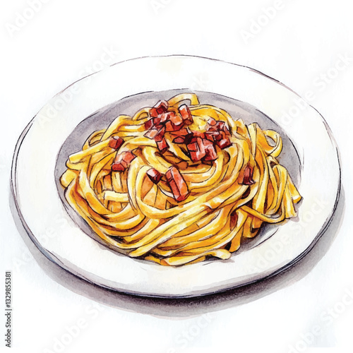 watercolor copic marker concept sketch of Pasta Carbona