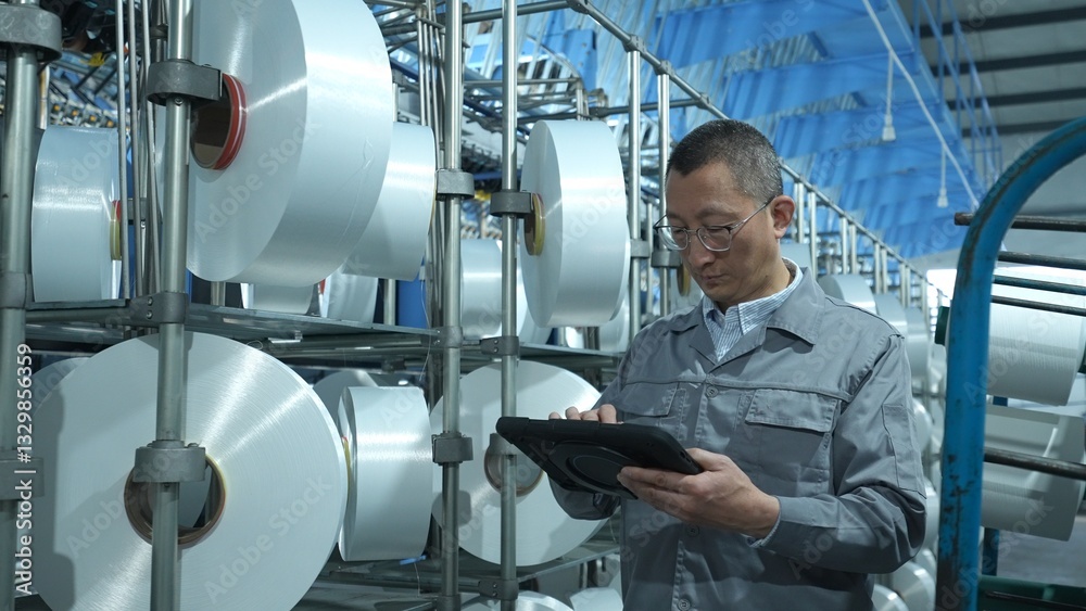 Obraz premium Coarse cotton factory in spinning production line and a rotating machinery and equipment production company