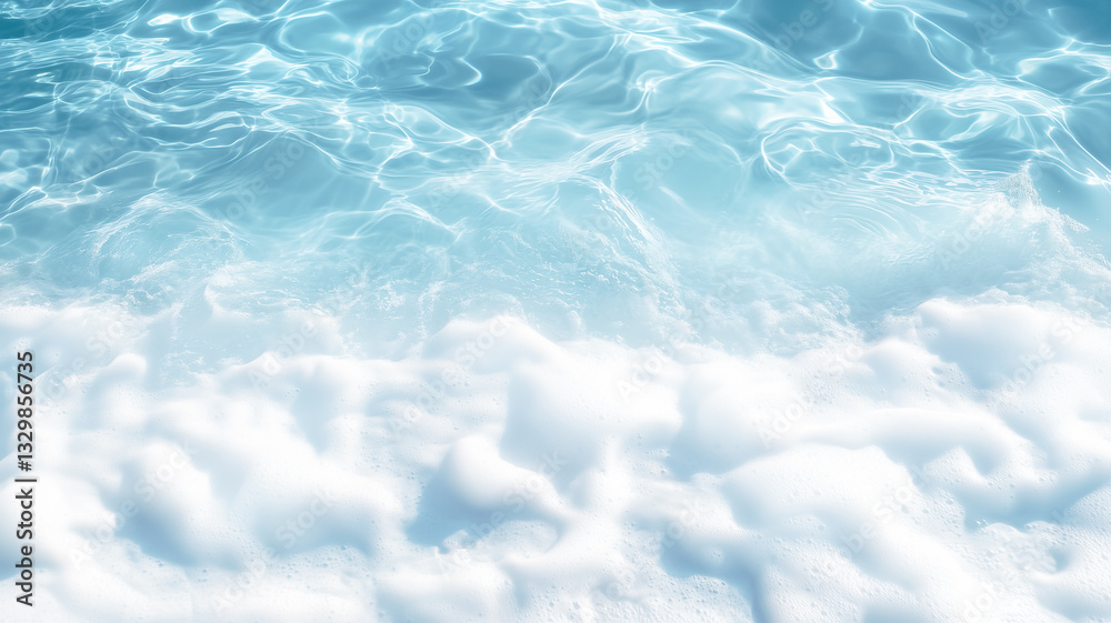 Obraz premium Blue Water With White Foam Texture Background