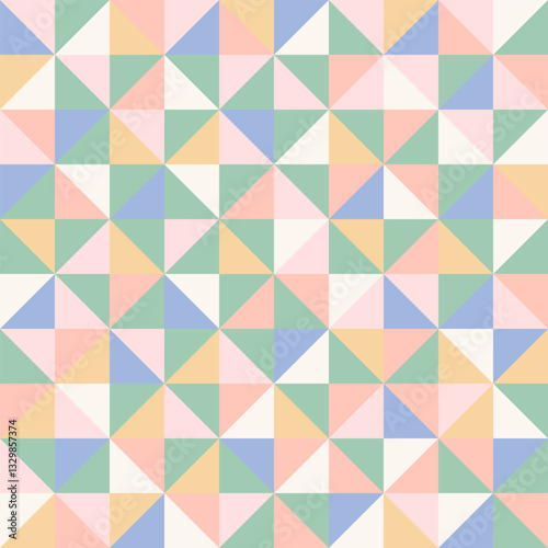 Seamless colorful abstract geometric square pattern. Abstract triangle and diamond shapes background vector mosaic art for wallpaper, textile, surface, fashion, stationary, home decor and wrapping.