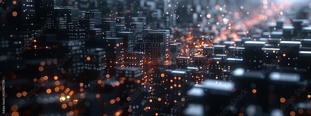 Fototapeta premium Cityscape with a lot of lights and buildings