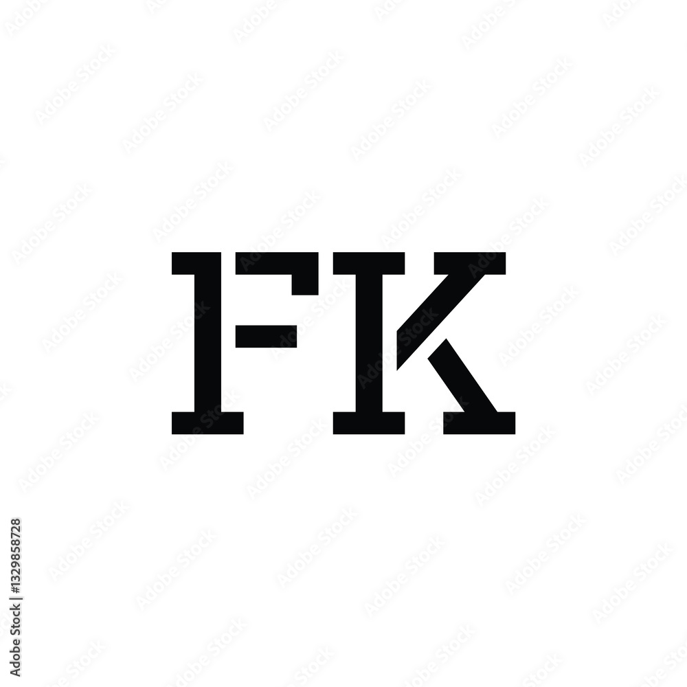 Obraz premium FK monogram logo design letter text name symbol monochrome logotype alphabet character simple logo