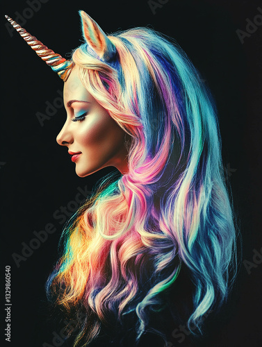 Vibrant Unicorn-Inspired Hairstyle Portrait