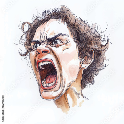 watercolor copic marker concept sketch of mom yelling