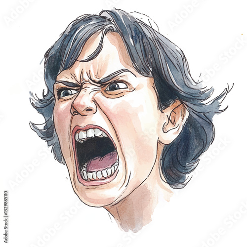 watercolor copic marker concept sketch of mom yelling