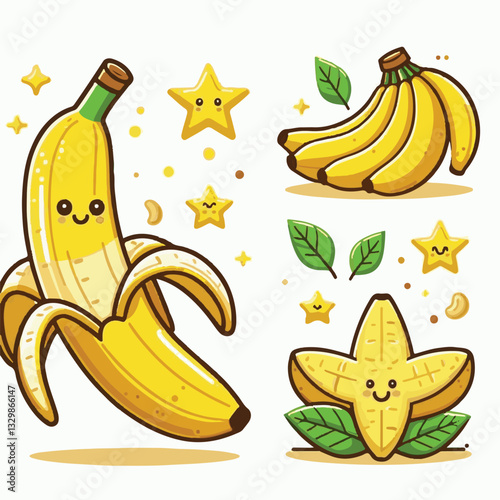 Adobe Illustrator ArtworkKeywords: banana, food, fruit, natural, tropical, organic, fresh, background, yellow, nutrition, healthy, ripe, peel, diet, isolated, sweet, health, white, vitamin, bunch, veg