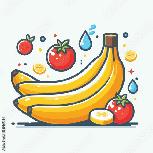 Adobe Illustrator ArtworkKeywords: banana, food, fruit, natural, tropical, organic, fresh, background, yellow, nutrition, healthy, ripe, peel, diet, isolated, sweet, health, white, vitamin, bunch, veg
