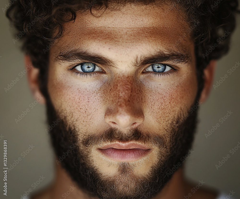 Obraz premium Handsome man close up, handsome male portrait close up
