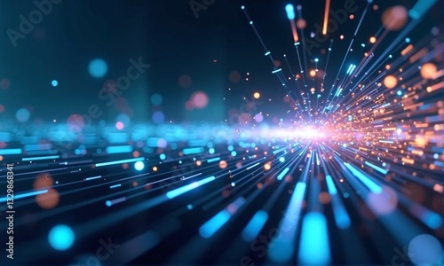 Vibrant Abstract Background with Light Particles and Speed Effect