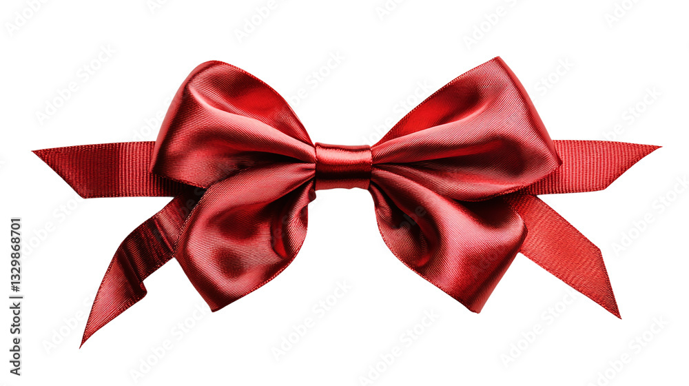 Fototapeta premium Red bow, cut out. Isolated on a transparent background.