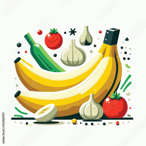 Adobe Illustrator ArtworkKeywords: banana, food, fruit, natural, tropical, organic, fresh, background, yellow, nutrition, healthy, ripe, peel, diet, isolated, sweet, health, white, vitamin, bunch, veg