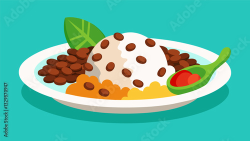 The satisfaction of a hearty and flavorful meal belied by the simplicity and humble origins of Belizean rice and beans.. Vector illustration