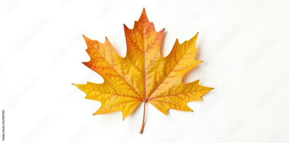 Fototapeta premium Single oak leaf isolated against white background, single, isolated