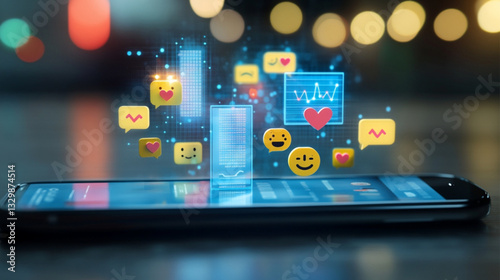 mobile phone with social media icons